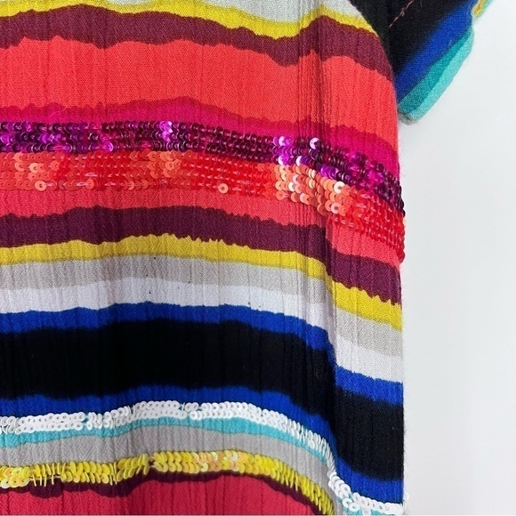 Soft Surroundings Colorista Sequin Striped Colorful Tunic Short Sleeve Top - Picture 8 of 13